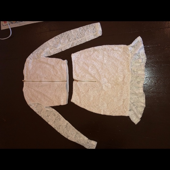 White Lace Two-Piece Dress - Picture 4 of 8